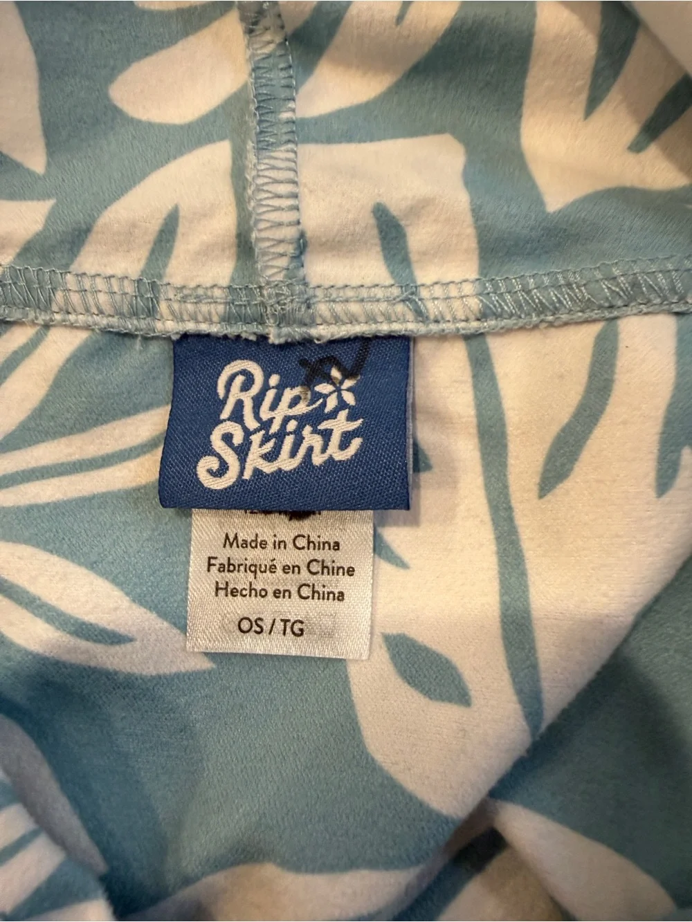 RipSkirt Hawaii Blue White Tropical Hooded Swim Cover Up Poncho One Size